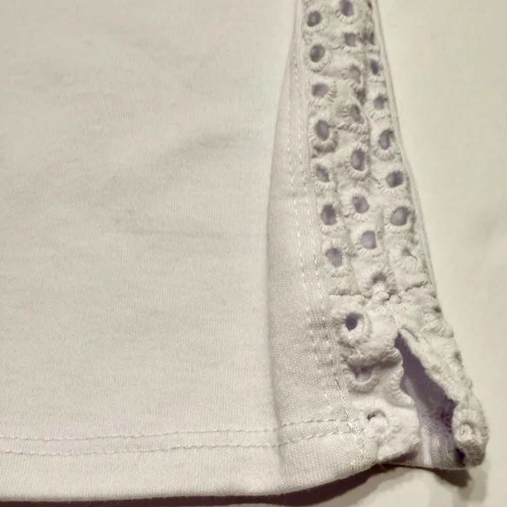 Appleseed's White Blouse shirt with Quarter length Eyelet Sleeves PXL EUC - Picture 7 of 10